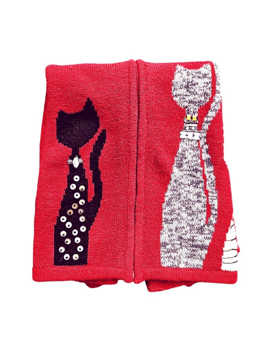 Allison Daley Vintage 90s Red Cat Knit Sweater Vest Zip M/L - Picture 8 of 14